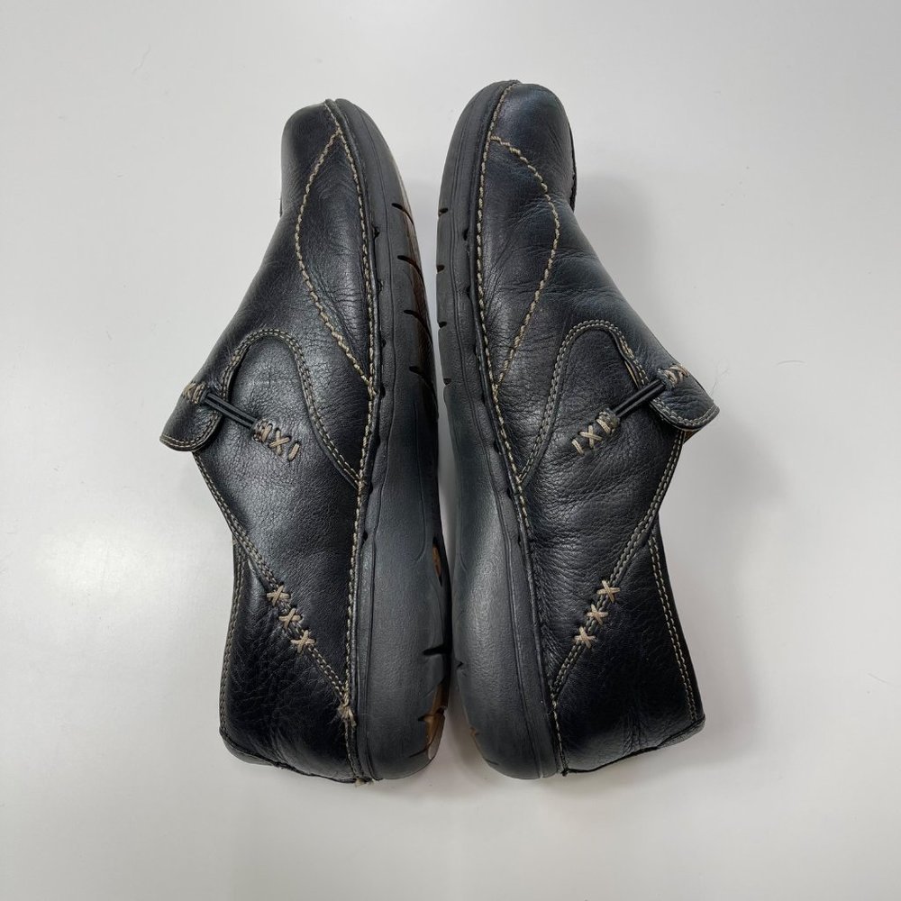 Clarks Un-Structured Womens Loafers Black Round Toe Button Slip On 85071 US 7.5 - Picture 4 of 11